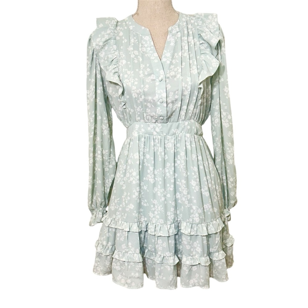 Chic Ruffled Long Sleeve Dress